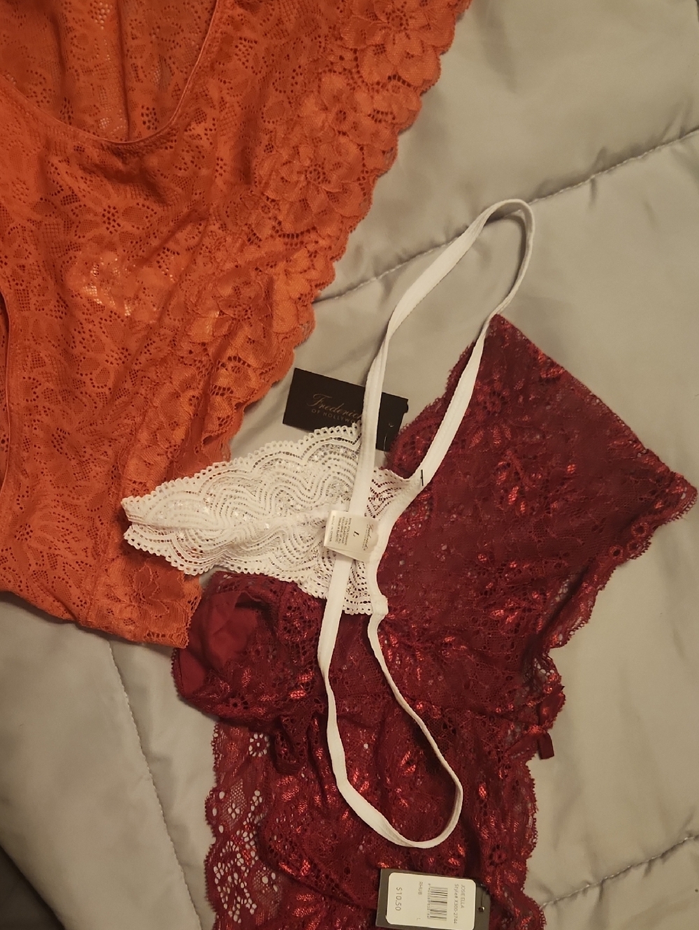 Lace Panty Set in Peach, Burgundy, and White